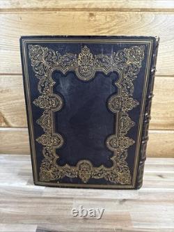 1870 SAINTE BIBLE grand RARE QUARTO belle reliure CUIR antique APRÈS LA GUERRE DE SÉCESSION