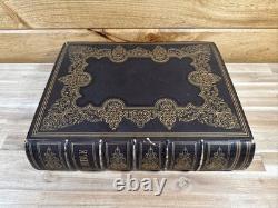 1870 SAINTE BIBLE grand RARE QUARTO belle reliure CUIR antique APRÈS LA GUERRE DE SÉCESSION