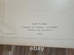 1870 SAINTE BIBLE grand RARE QUARTO belle reliure CUIR antique APRÈS LA GUERRE DE SÉCESSION
