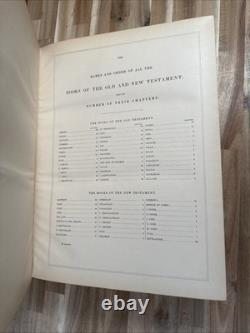 1870 SAINTE BIBLE grand RARE QUARTO belle reliure CUIR antique APRÈS LA GUERRE DE SÉCESSION