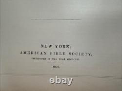 1870 SAINTE BIBLE grand RARE QUARTO belle reliure CUIR antique APRÈS LA GUERRE DE SÉCESSION