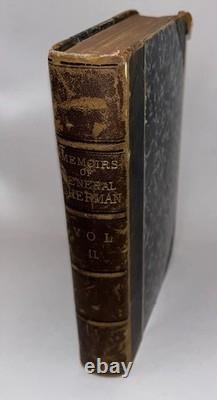 1875 1ère Édition, Mémoires du Général William T Sherman, Vol. II avec Carte Militaire