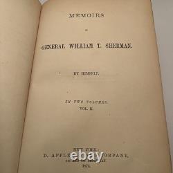 1875 1ère Édition, Mémoires du Général William T Sherman, Vol. II avec Carte Militaire