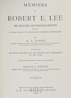 1887 Mémoires du confédéré ROBERT E LEE Général de la guerre civile C. S. A. Histoire du SUD