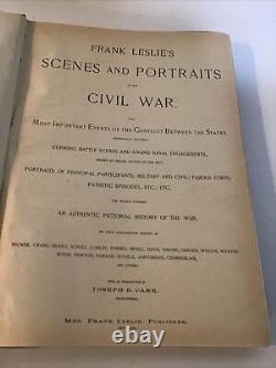 1894 Frank Leslie's Scènes et portraits de la guerre civile Édition illustrée en folio, 1ère édition