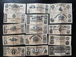 1962 Topps Nouvelles de la Guerre Civile Monnaie 15 billets au total Type 1 et Type 2 1 000 $ 500 $