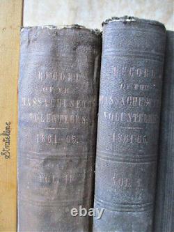 2 Vols. REGISTRE des VOLONTAIRES du MASSACHUSETTS, MA, Mass, 1868-70, Guerre Civile des États-Unis