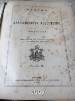 2 Vols. REGISTRE des VOLONTAIRES du MASSACHUSETTS, MA, Mass, 1868-70, Guerre Civile des États-Unis