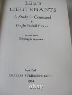 3 Vols. Les Lieutenants de Lee, Douglas Southall Freeman, 1942-1944, Jaquettes, Guerre Civile