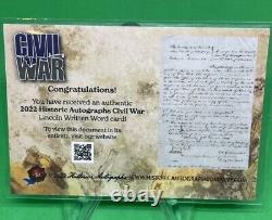 ABRAHAM LINCOLN Échantillon authentique d'écriture manuscrite 2022 Autographes historiques Guerre civile