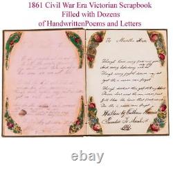 Album de découpures victoriennes 1861 LETTRES D'AMOUR Poèmes manuscrits, antiquités de la guerre civile