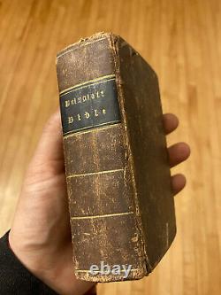 Antique 1842 Avant La Guerre Civile Polyglotte Américain Biblie Illustré Springfield Ma