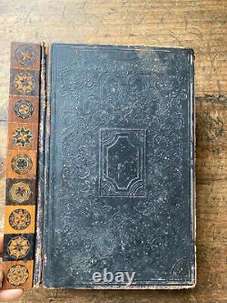 Antique 1854 Avant La Guerre Civile American Family Holy Bible Leather Reliure Ny Safford