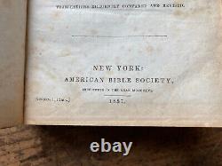 Antique 1857 Avant La Guerre Civile American Holy Biblee Nice Reliding Watson