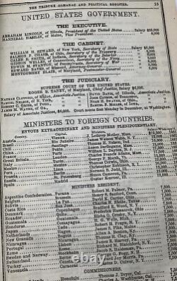 Antique The Tribune Almanac 1863 Guerre Civile Histoire Américaine. Abraham Lincoln