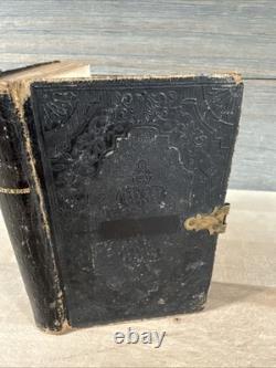 BIBLE ANTIQUE DE 1859 TESTAMENT NOUVEAU ÉPOQUE DE LA GUERRE CIVILE CUIR SOCIÉTÉ BIBLIQUE AMÉRICAINE ANCIENNE