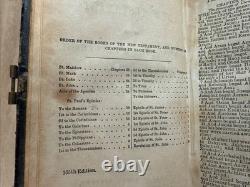 BIBLE ANTIQUE DE 1859 TESTAMENT NOUVEAU ÉPOQUE DE LA GUERRE CIVILE CUIR SOCIÉTÉ BIBLIQUE AMÉRICAINE ANCIENNE