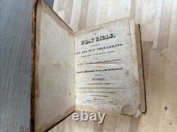 BIBLE SAINTE 1831 phinney ANTIQUE en cuir PRÉ-CIVIL WAR vieille COOPERSTOWN