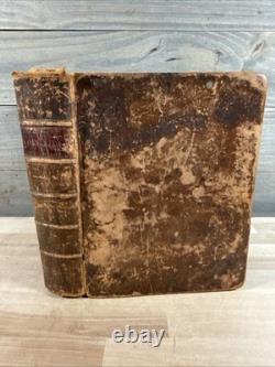 BIBLE SAINTE 1834 antique en cuir avant la guerre civile H & E PHINNEY vieille COOPERSTOWN