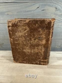 BIBLE SAINTE 1834 antique en cuir avant la guerre civile H & E PHINNEY vieille COOPERSTOWN