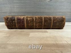 BIBLE SAINTE 1834 antique en cuir avant la guerre civile H & E PHINNEY vieille COOPERSTOWN
