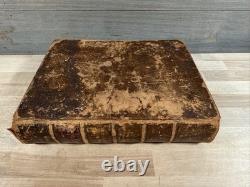 BIBLE SAINTE 1834 antique en cuir avant la guerre civile H & E PHINNEY vieille COOPERSTOWN