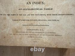 BIBLE SAINTE 1834 antique en cuir avant la guerre civile H & E PHINNEY vieille COOPERSTOWN