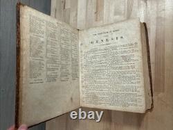 BIBLE SAINTE 1834 antique en cuir avant la guerre civile H & E PHINNEY vieille COOPERSTOWN