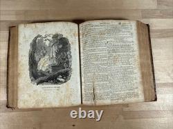 BIBLE SAINTE 1834 antique en cuir avant la guerre civile H & E PHINNEY vieille COOPERSTOWN
