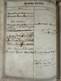 BIBLE SAINTE 1834 antique en cuir avant la guerre civile H & E PHINNEY vieille COOPERSTOWN
