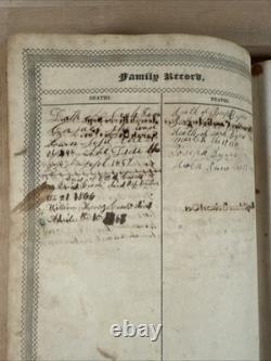 BIBLE SAINTE 1834 antique en cuir avant la guerre civile H & E PHINNEY vieille COOPERSTOWN