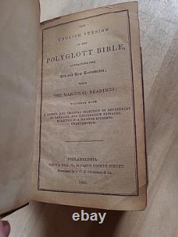 BIBLE SAINTE 1845 PHILADELPHIE VERSION ANGLAISE BIBLE POLYGLOTTE ANTERIEURE À LA GUERRE DE SECESSION ANCIENNE
