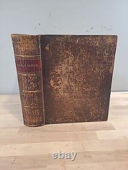 BIBLE SAINTE 1846 antique METHODIST cuir PRÉ-GUERRE CIVILE