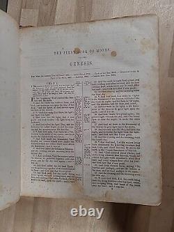 BIBLE SAINTE 1848 antique en cuir de la SOCIÉTÉ BIBLIQUE AMÉRICAINE grande ANCIENNE avant la GUERRE DE SECESSION