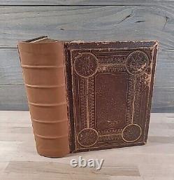 BIBLE SAINTE 1859 antique ILLUSTRÉE en couleur famille en cuir époque de la GUERRE CIVILE butler
