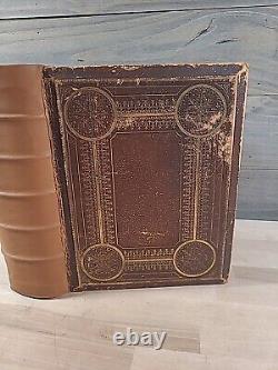 BIBLE SAINTE 1859 antique ILLUSTRÉE en couleur famille en cuir époque de la GUERRE CIVILE butler