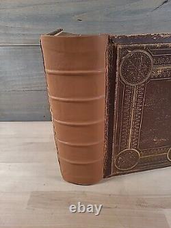 BIBLE SAINTE 1859 antique ILLUSTRÉE en couleur famille en cuir époque de la GUERRE CIVILE butler