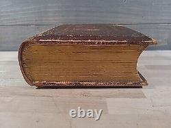 BIBLE SAINTE 1859 antique ILLUSTRÉE en couleur famille en cuir époque de la GUERRE CIVILE butler
