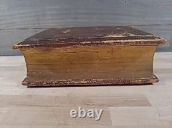 BIBLE SAINTE 1859 antique ILLUSTRÉE en couleur famille en cuir époque de la GUERRE CIVILE butler