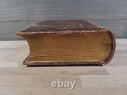 BIBLE SAINTE 1859 antique ILLUSTRÉE en couleur famille en cuir époque de la GUERRE CIVILE butler