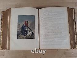 BIBLE SAINTE 1859 antique ILLUSTRÉE en couleur famille en cuir époque de la GUERRE CIVILE butler