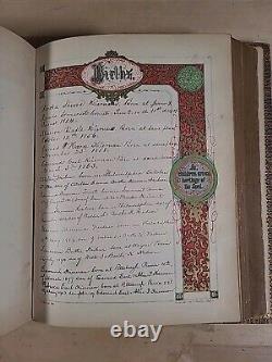 BIBLE SAINTE 1859 antique ILLUSTRÉE en couleur famille en cuir époque de la GUERRE CIVILE butler