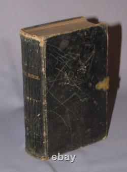 BIBLE SAINTE 1865 antique ÉPOQUE DE LA GUERRE CIVILE en cuir SOCIÉTÉ BIBLIQUE AMÉRICAINE AVEC FERMOIR