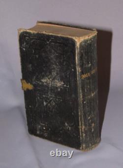 BIBLE SAINTE 1865 antique ÉPOQUE DE LA GUERRE CIVILE en cuir SOCIÉTÉ BIBLIQUE AMÉRICAINE AVEC FERMOIR
