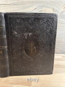 BIBLE SAINTE 1867 antique en cuir POST-GUERRE CIVILE INGRAM COBBIN ancienne ILLUSTRÉE