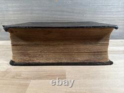 BIBLE SAINTE 1867 antique en cuir POST-GUERRE CIVILE INGRAM COBBIN ancienne ILLUSTRÉE