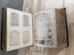 BIBLE SAINTE 1867 antique en cuir POST-GUERRE CIVILE INGRAM COBBIN ancienne ILLUSTRÉE