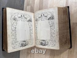 BIBLE SAINTE 1867 antique en cuir POST-GUERRE CIVILE INGRAM COBBIN ancienne ILLUSTRÉE