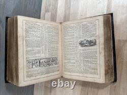 BIBLE SAINTE 1867 antique en cuir POST-GUERRE CIVILE INGRAM COBBIN ancienne ILLUSTRÉE
