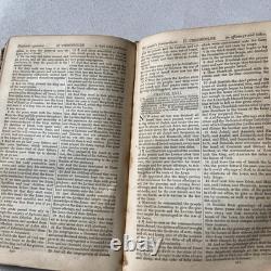 BIBLE SAINTE 1869 antique en cuir SOCIÉTÉ BIBLIQUE AMÉRICAINE d'époque post-guerre civile